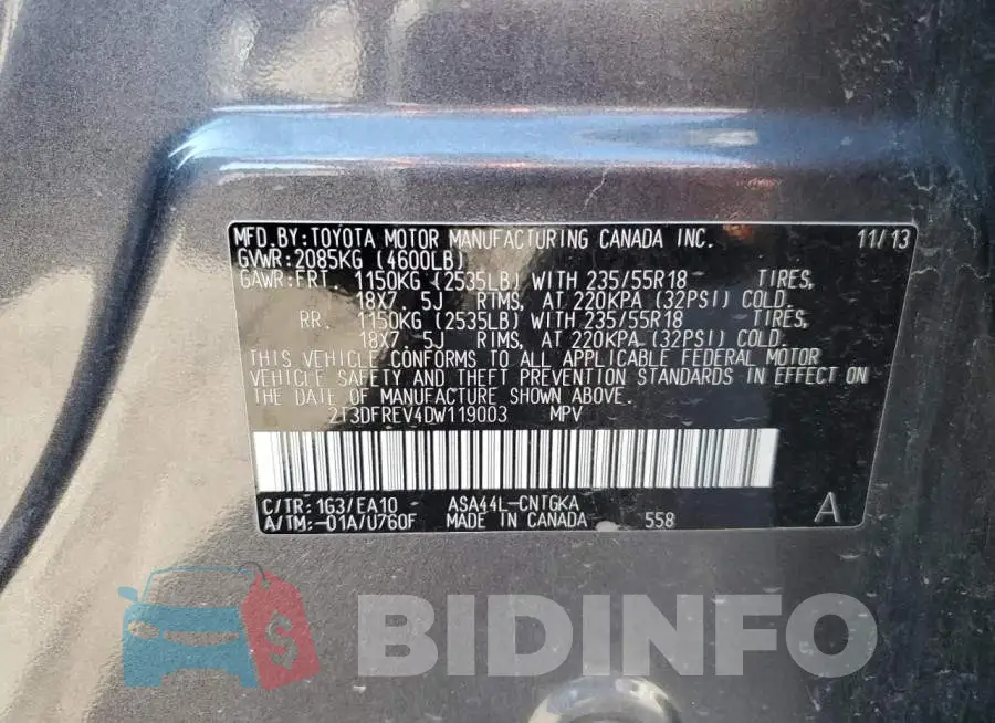 2T3DFREV4DW119003 Photo# 10