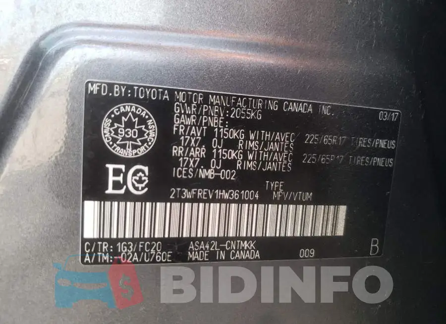 2T3WFREV1HW361004 Photo# 10