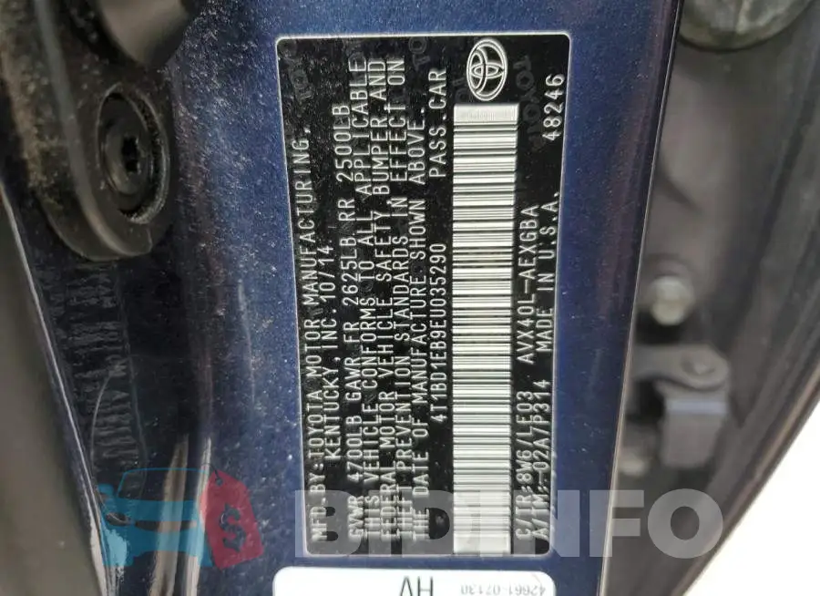 4T1BD1EB9EU035290 Photo# 13