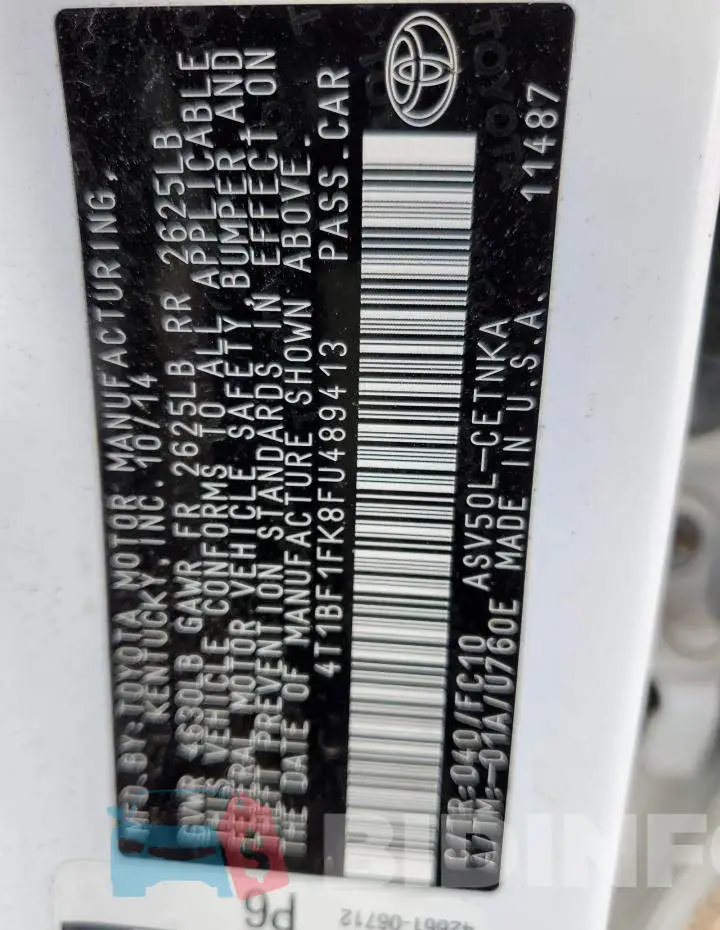 4T1BF1FK8FU489413 Photo# 10