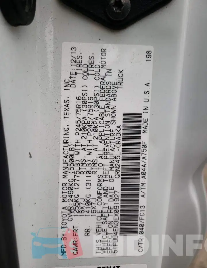 5TFUU4EN3EX091927 Photo# 12