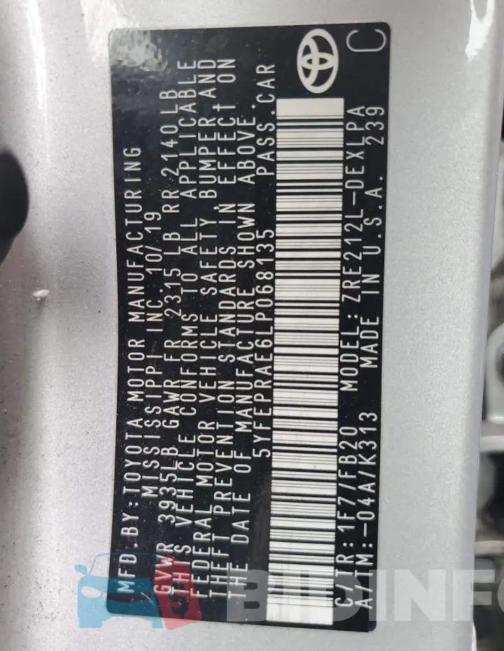 5YFEPRAE6LP068135 Photo# 10