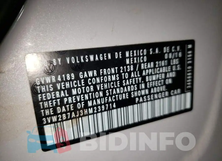 3VW2B7AJ3HM239714 Photo# 10