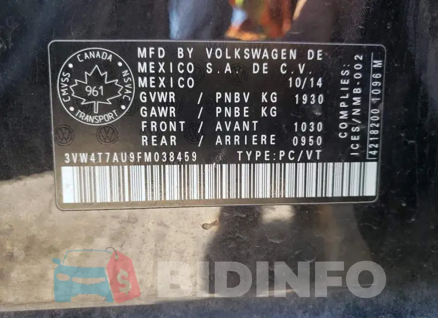 3VW4T7AU9FM038459 Photo# 10