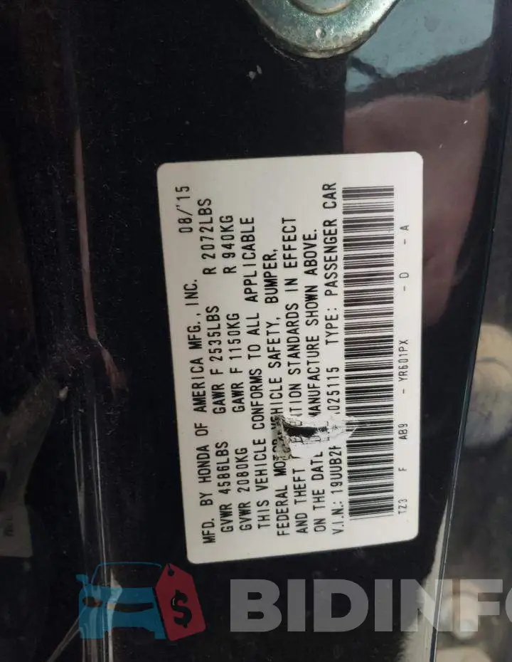 19UUB2F5XFA025115 Photo# 10