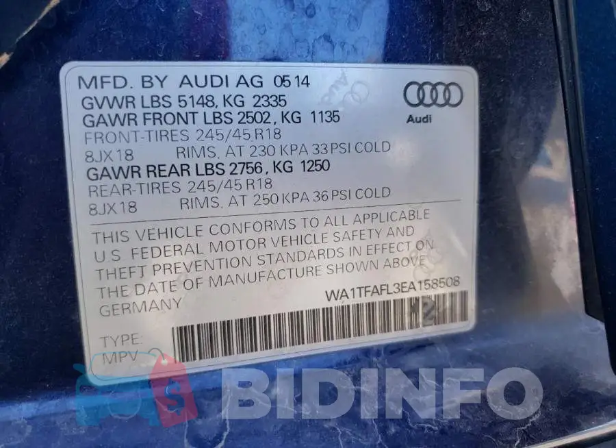 WA1TFAFL3EA158508 Photo# 12