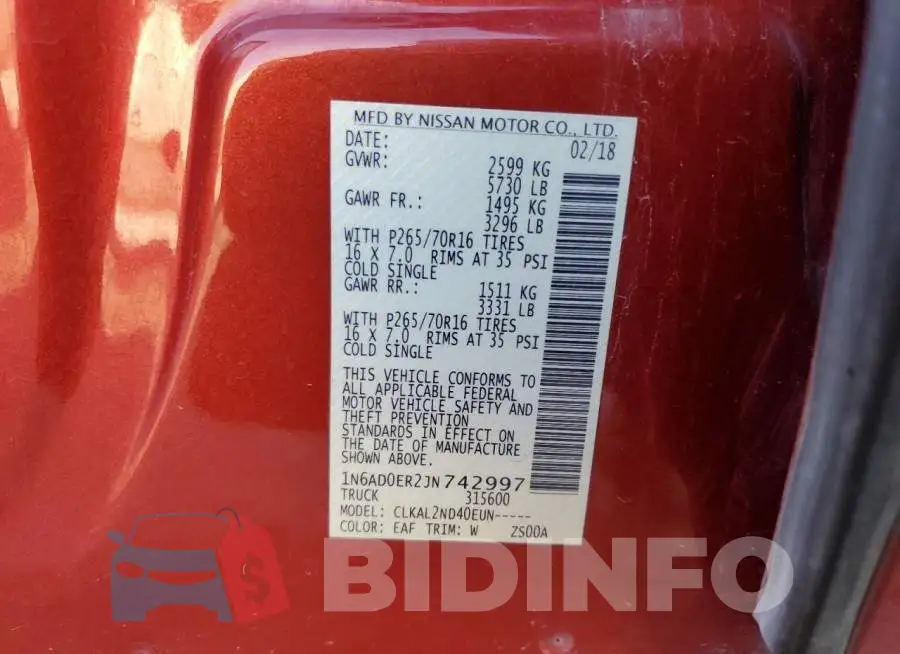 1N6AD0ER2JN742997 Photo# 12