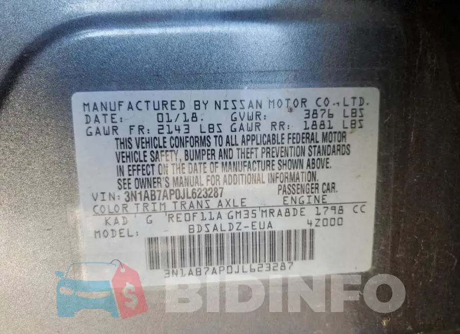 3N1AB7AP0JL623287 Photo# 12