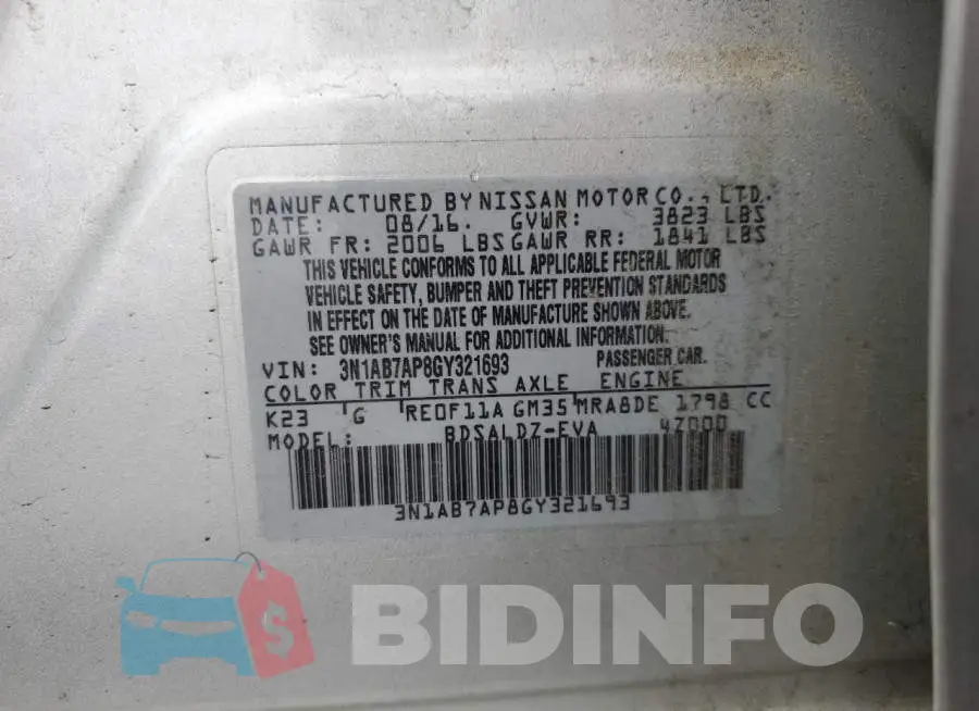 3N1AB7AP8GY321693 Photo# 12