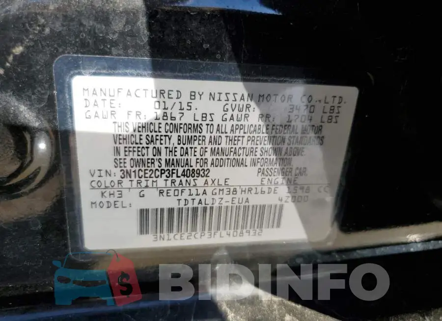 3N1CE2CP3FL408932 Photo# 12