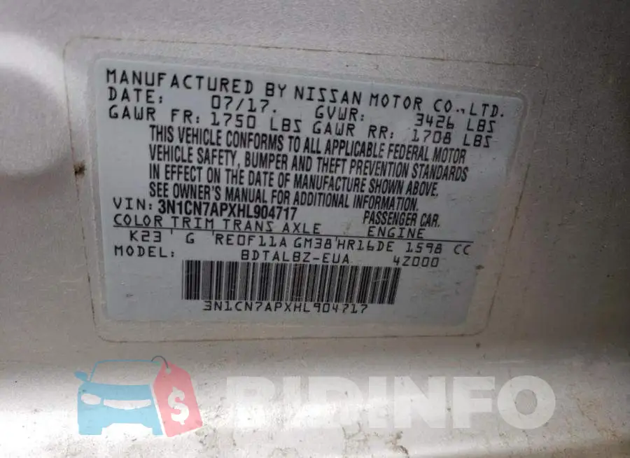 3N1CN7APXHL904717 Photo# 12