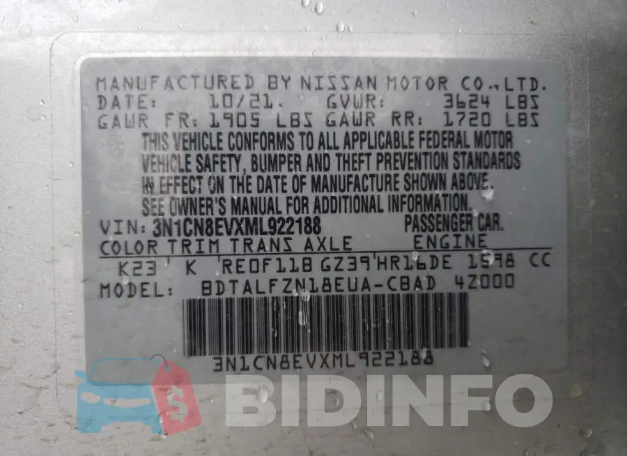 3N1CN8EVXML922188 Photo# 10