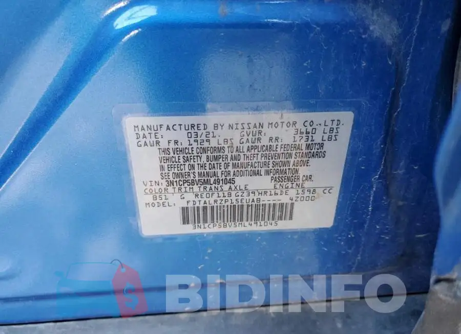 3N1CP5BV5ML491045 Photo# 13