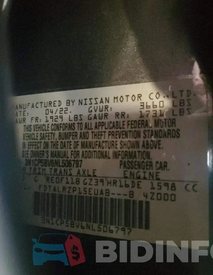 3N1CP5BV6NL506797 Photo# 13