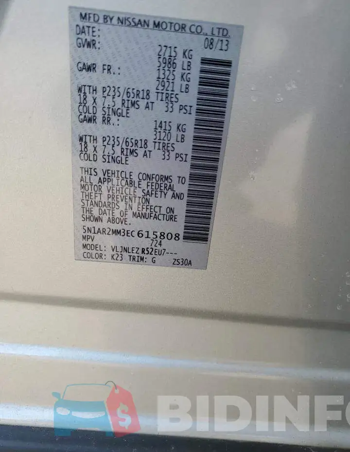 5N1AR2MM3EC615808 Photo# 12
