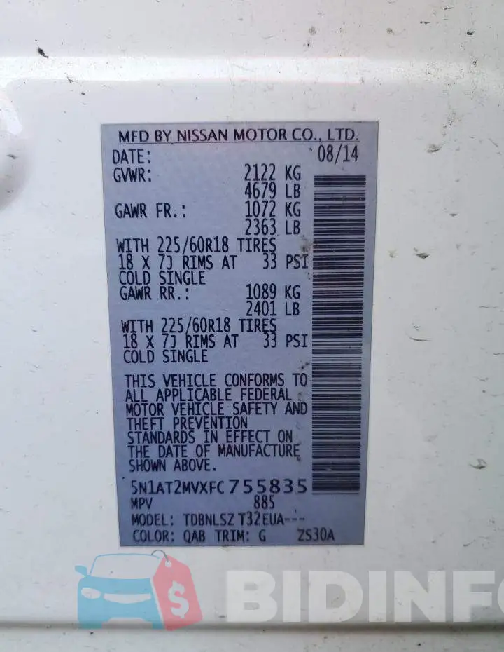 5N1AT2MVXFC755835 Photo# 13