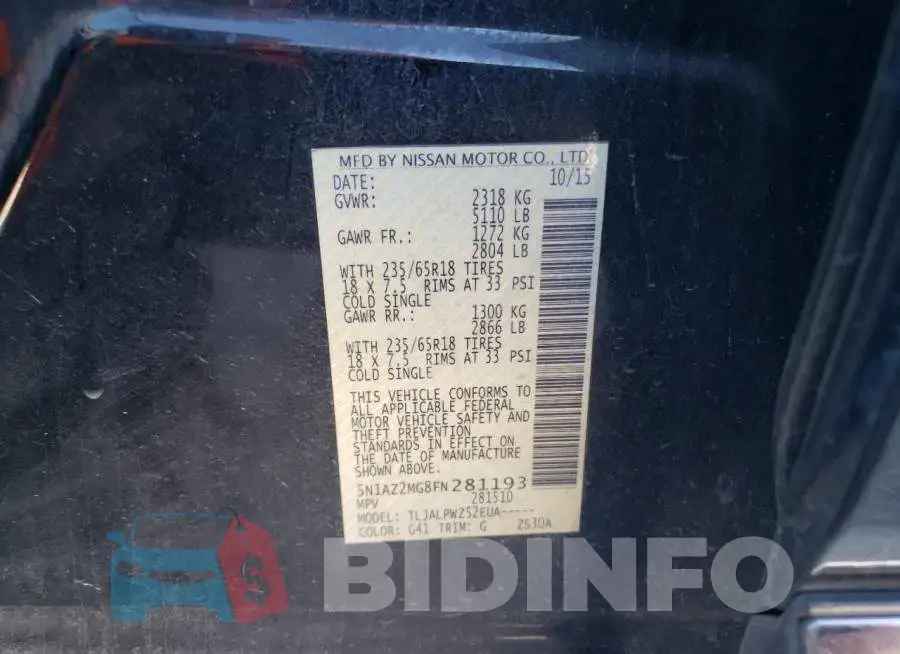 5N1AZ2MG8FN281193 Photo# 13