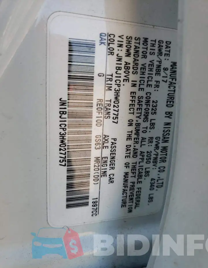 JN1BJ1CP3HW027757 Photo# 13