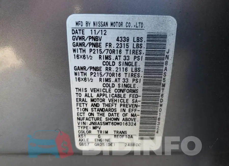 JN8AS5MT6DW016324 Photo# 10