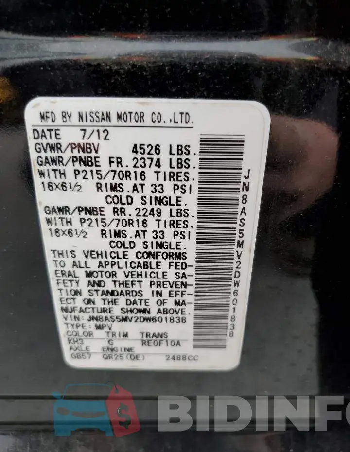 JN8AS5MV2DW601838 Photo# 14