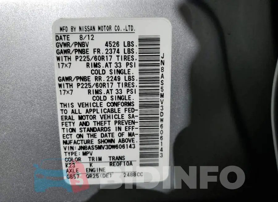 JN8AS5MV3DW606143 Photo# 13
