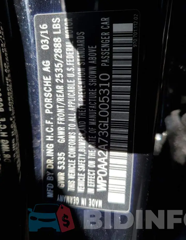 WP0AA2A73GL005310 Photo# 12