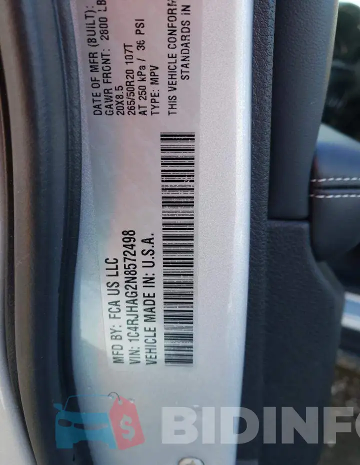1C4RJHAG2N8572498 Photo# 13