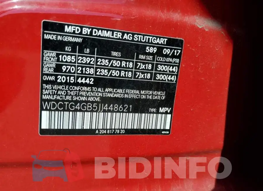 WDCTG4GB5JJ448621 Photo# 10