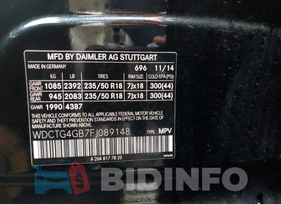WDCTG4GB7FJ089148 Photo# 12