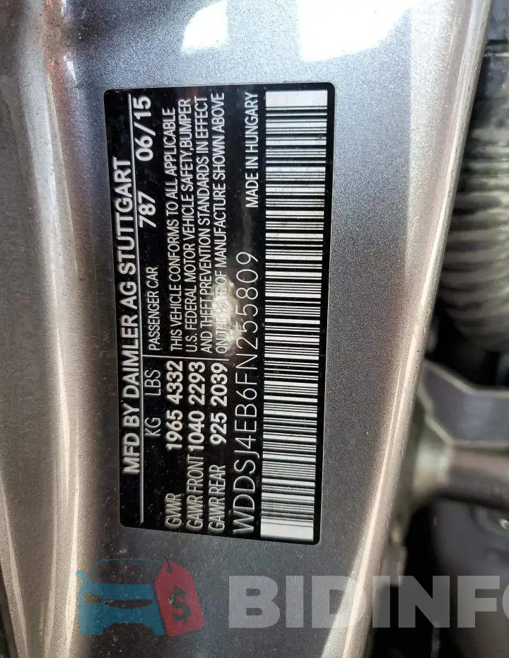 WDDSJ4EB6FN255809 Photo# 12