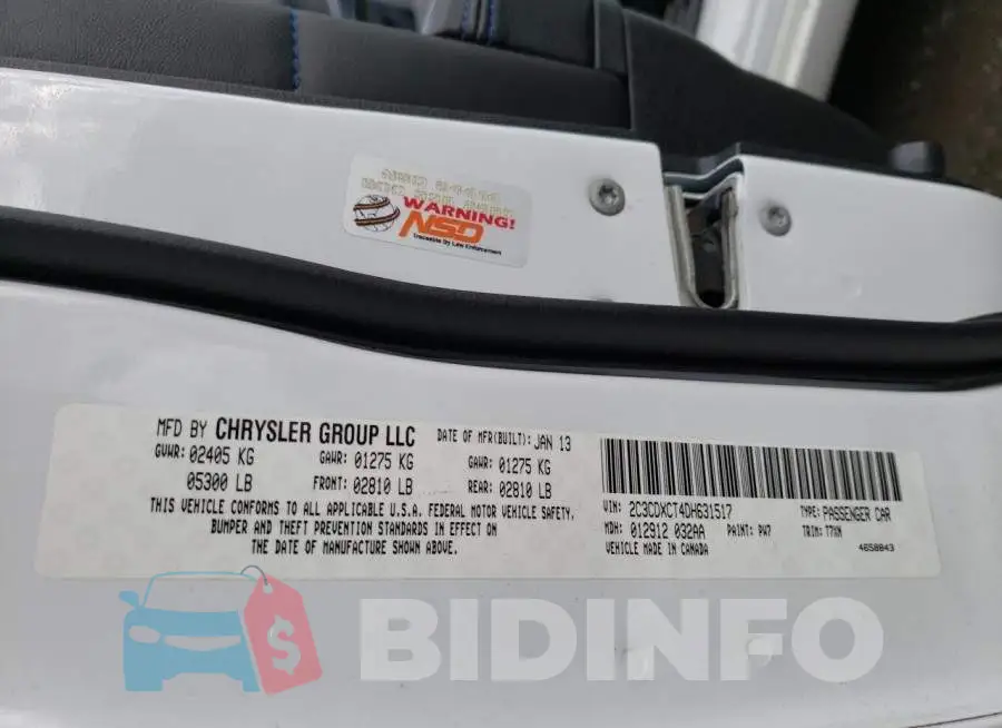 2C3CDXCT4DH631517 Photo# 12