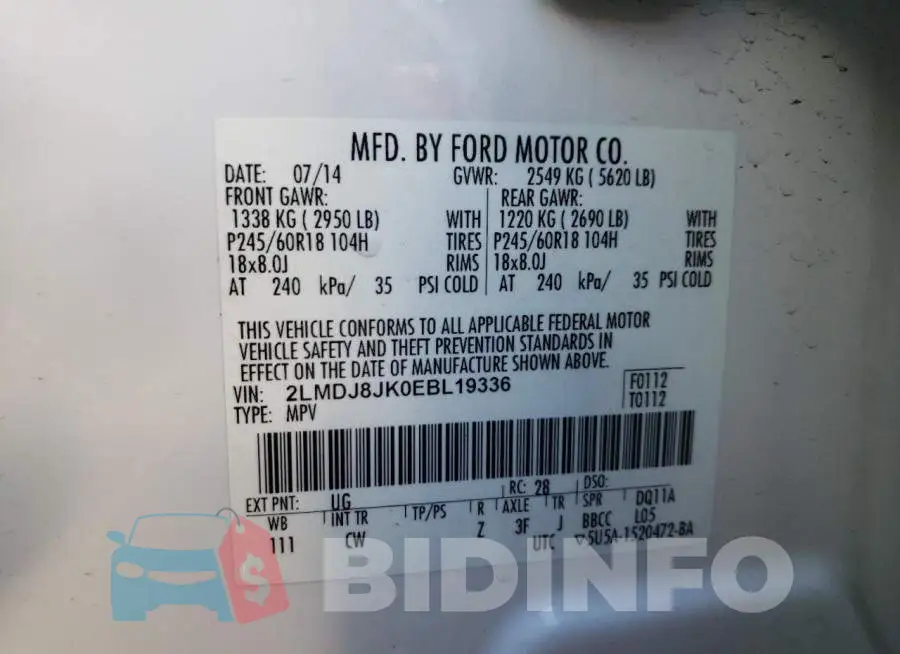 2LMDJ8JK0EBL19336 Photo# 10