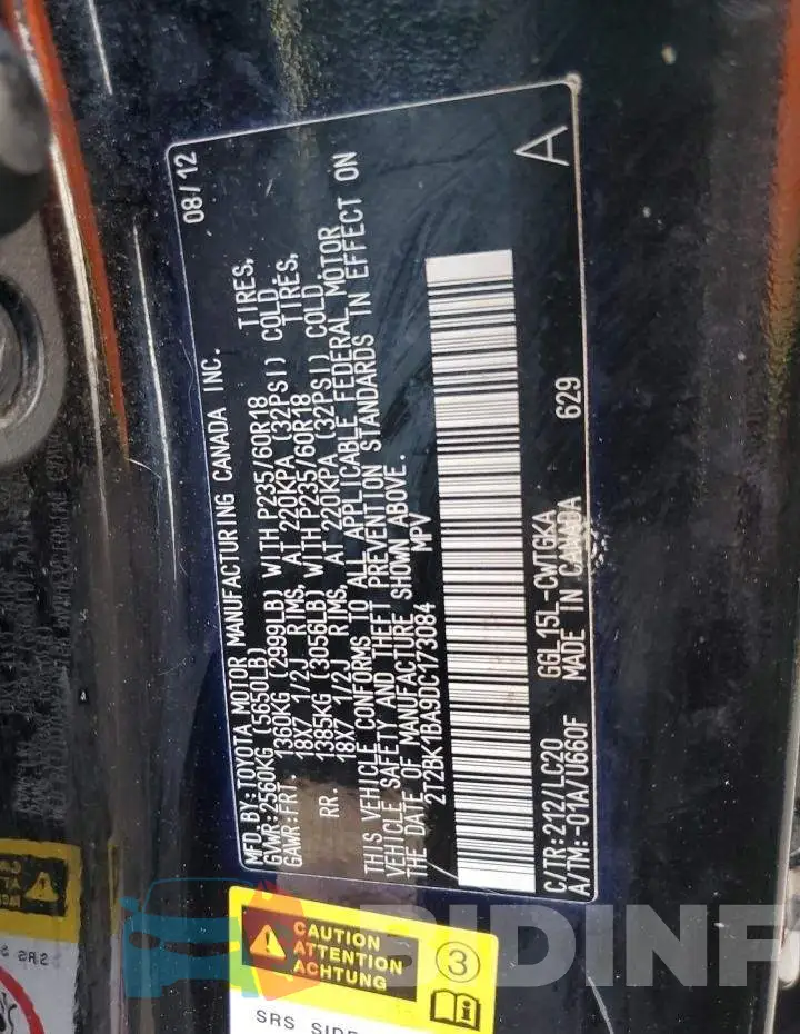 2T2BK1BA9DC173084 Photo# 10