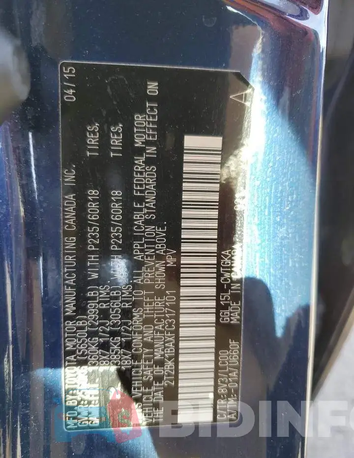 2T2BK1BAXFC317101 Photo# 10
