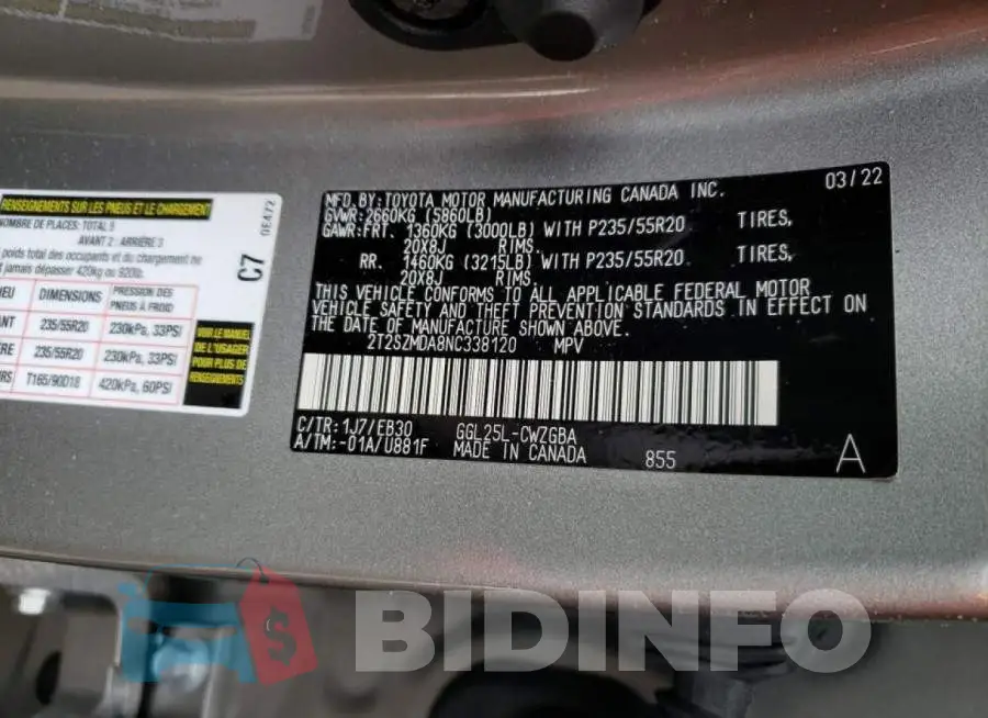 2T2SZMDA8NC338120 Photo# 13