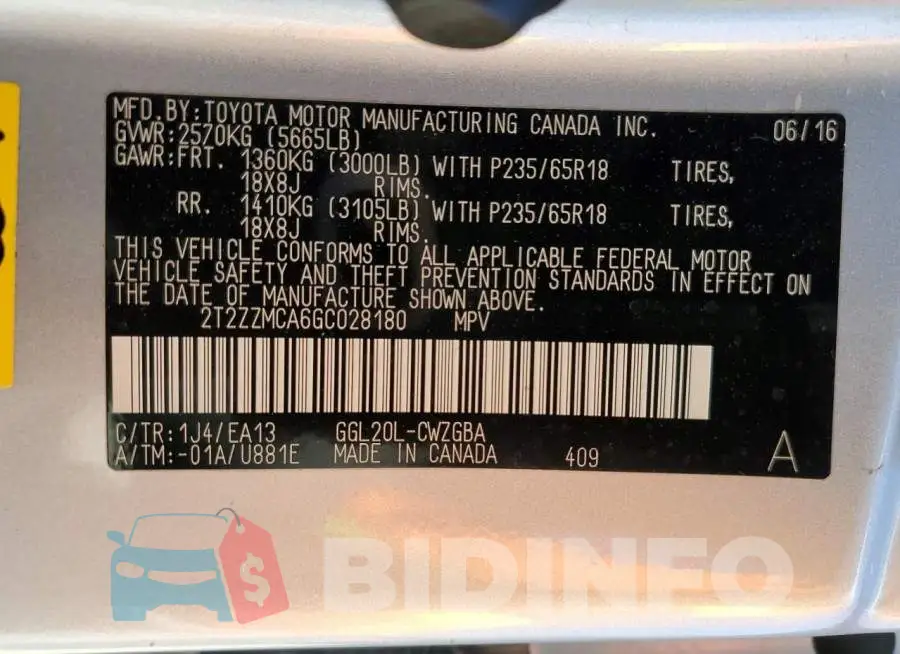 2T2ZZMCA6GC028180 Photo# 13