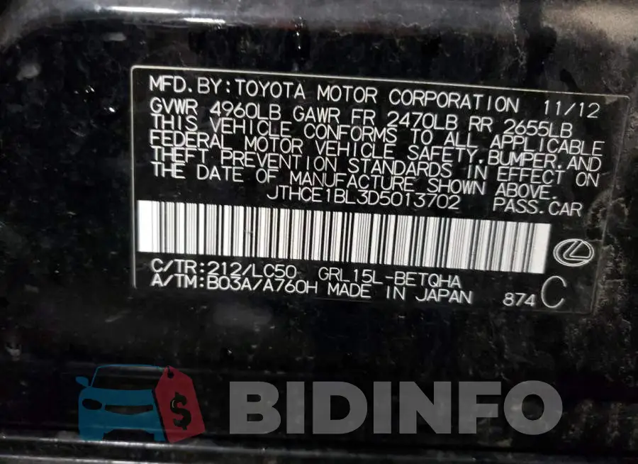 JTHCE1BL3D5013702 Photo# 10
