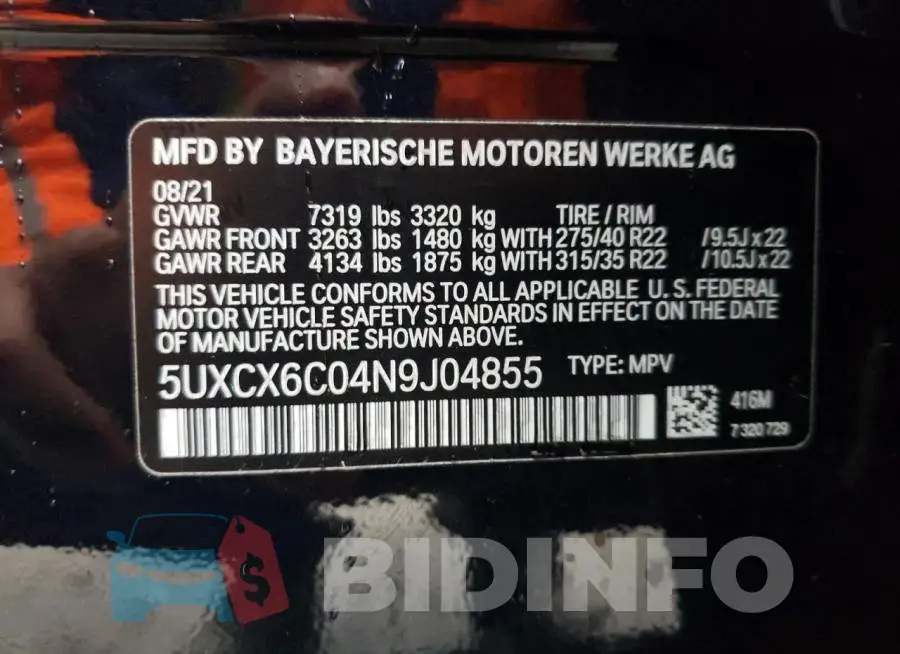 5UXCX6C04N9J04855 Photo# 13