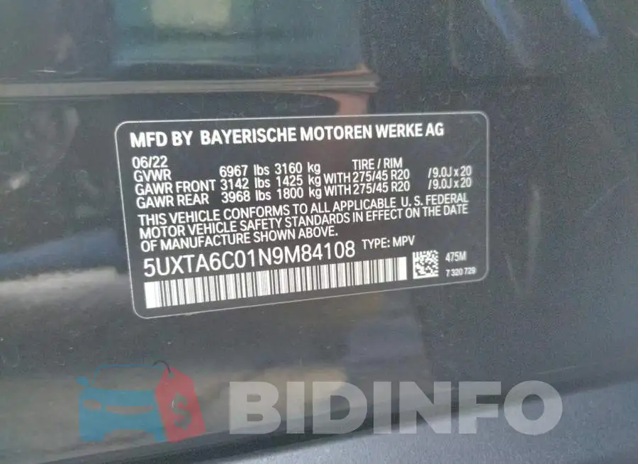 5UXTA6C01N9M84108 Photo# 10