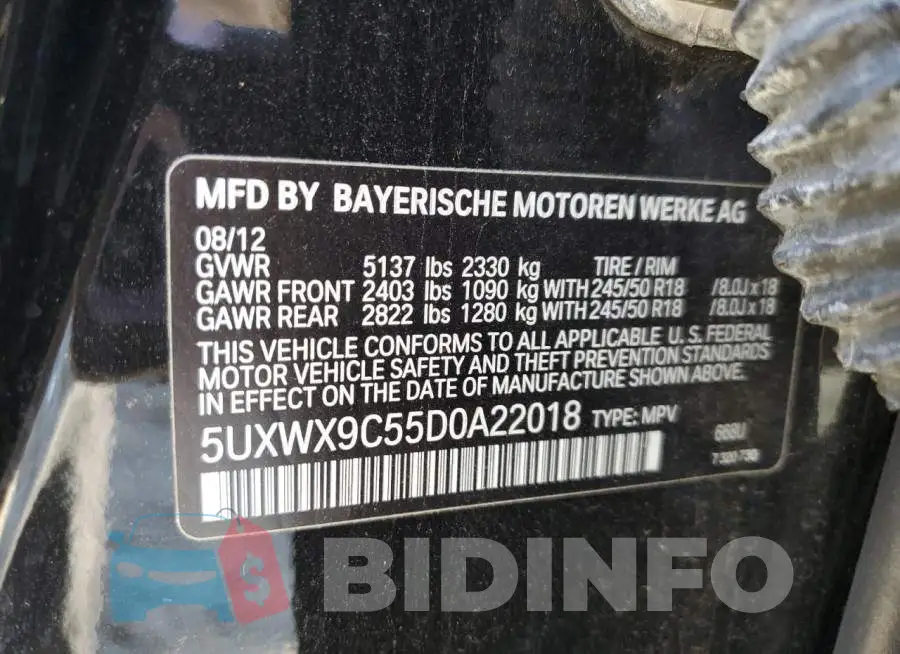 5UXWX9C55D0A22018 Photo# 13
