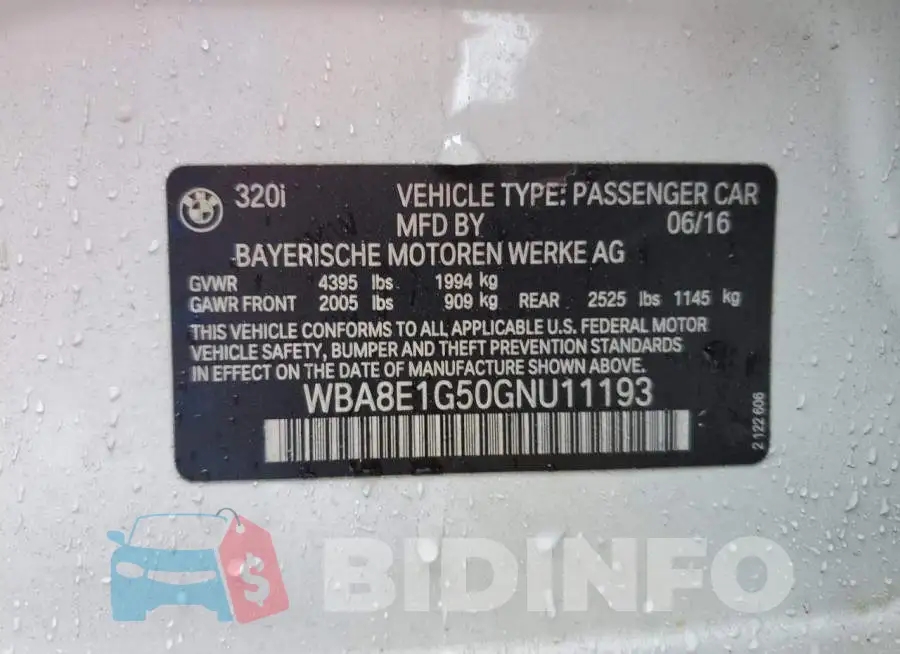 WBA8E1G50GNU11193 Photo# 10