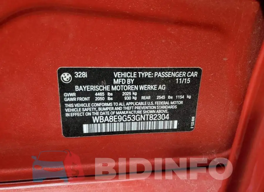 WBA8E9G53GNT82304 Photo# 10