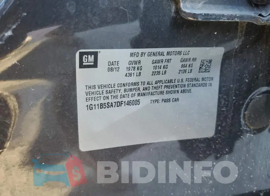 1G11B5SA7DF146005 Photo# 10