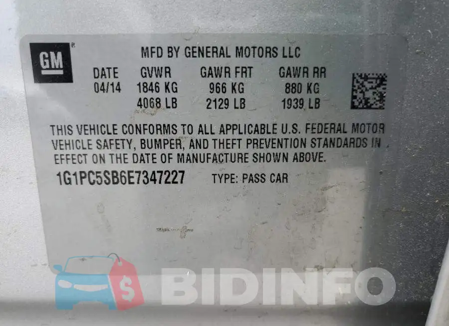 1G1PC5SB6E7347227 Photo# 10