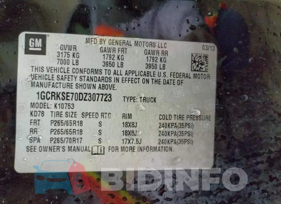 1GCRKSE70DZ307723 Photo# 10