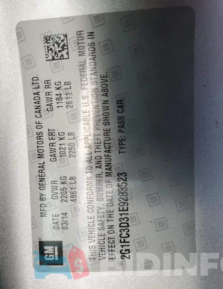 2G1FC3D31E9283523 Photo# 10