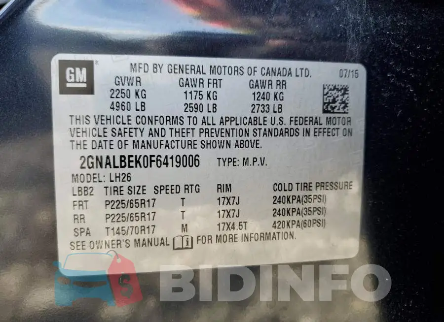 2GNALBEK0F6419006 Photo# 12