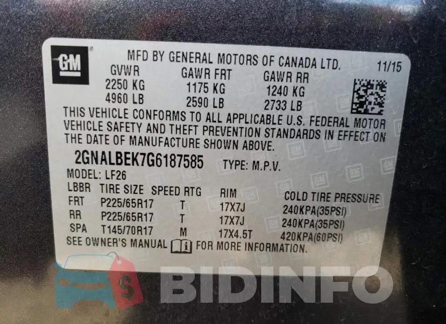 2GNALBEK7G6187585 Photo# 10