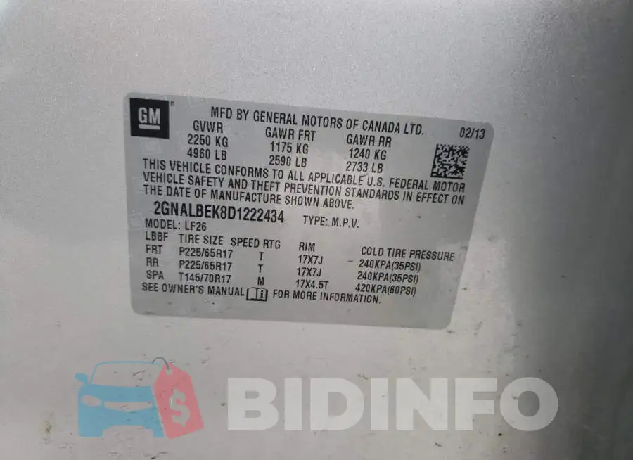 2GNALBEK8D1222434 Photo# 13