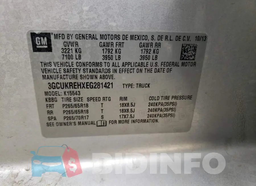 3GCUKREHXEG281421 Photo# 10